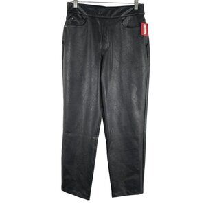 Spanx‎ Leather Like Straight Leg Pants Medium Luxe Black Stretch NWT PT-2080